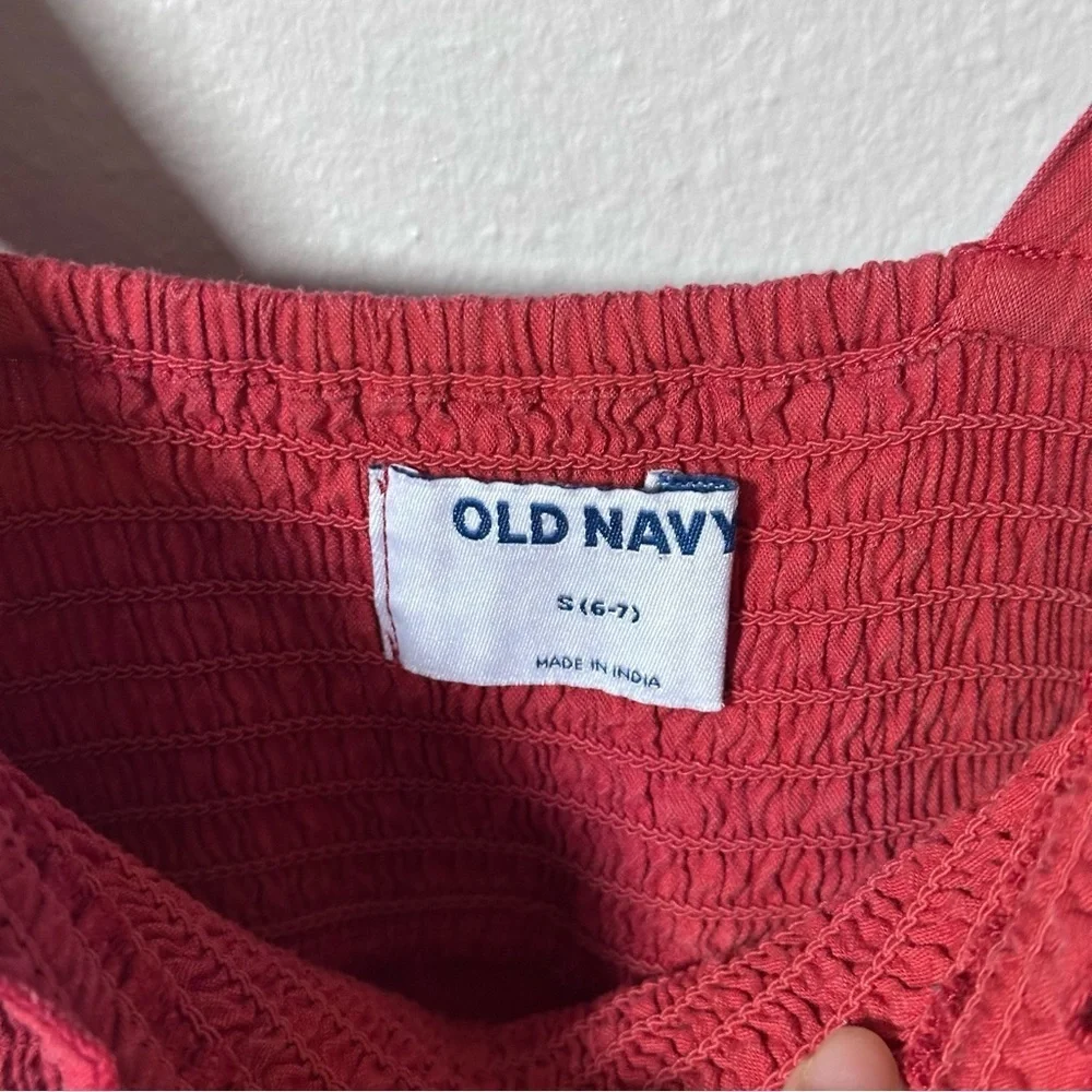 Old Navy Girls Orange Embroidered Summer Dress Size‎ S(6-7).